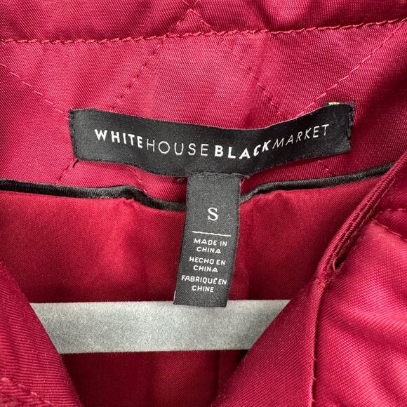 White House Black Market Quilted Puffer Vest S Zip Up Diamond Red - Picture 5 of 7